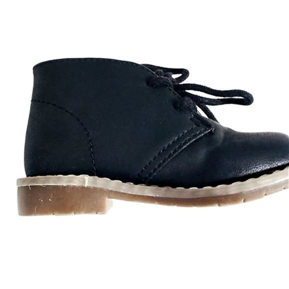 Black Faux Leather Lace Up Ankle Boots - Picture 3 of 7